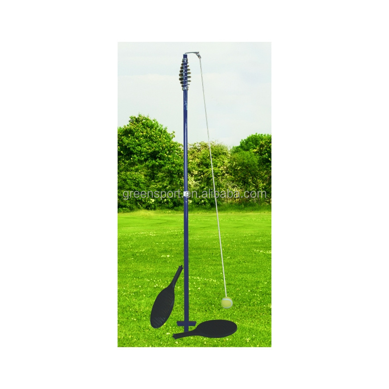 Swing tennis trainer with METAL pole and PLASTIC tennis rackets and  ball tether tennis