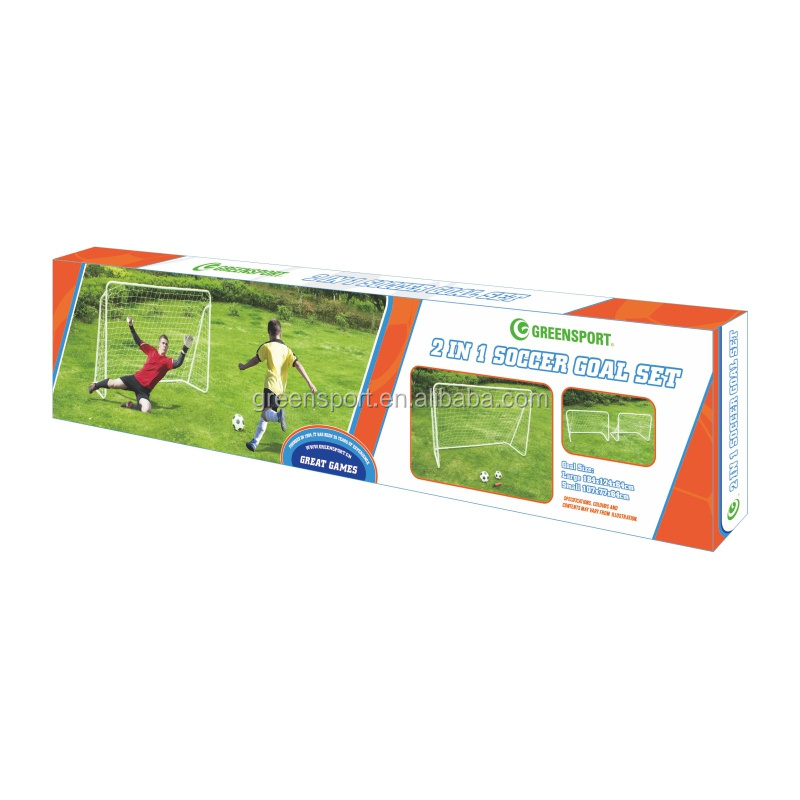 High quality outdoor METAL soccer goal post soccer  training equipment 2 balls 1 pump  2 in 1 soccer goal