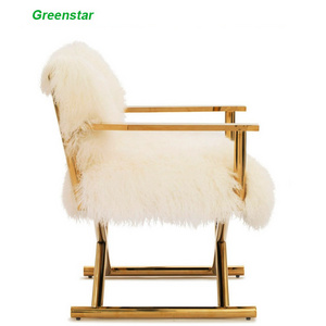 Imported Wool 2020 Hot Sales Gold Finishing Luxury Chair Single Living Room Lounge Chair with Metal Frame high end looking