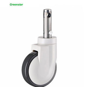 Central  Lock China Factory 5 Inch White Rod Medical M8 Bolt Polyurethane Caster Wheel For Hospital