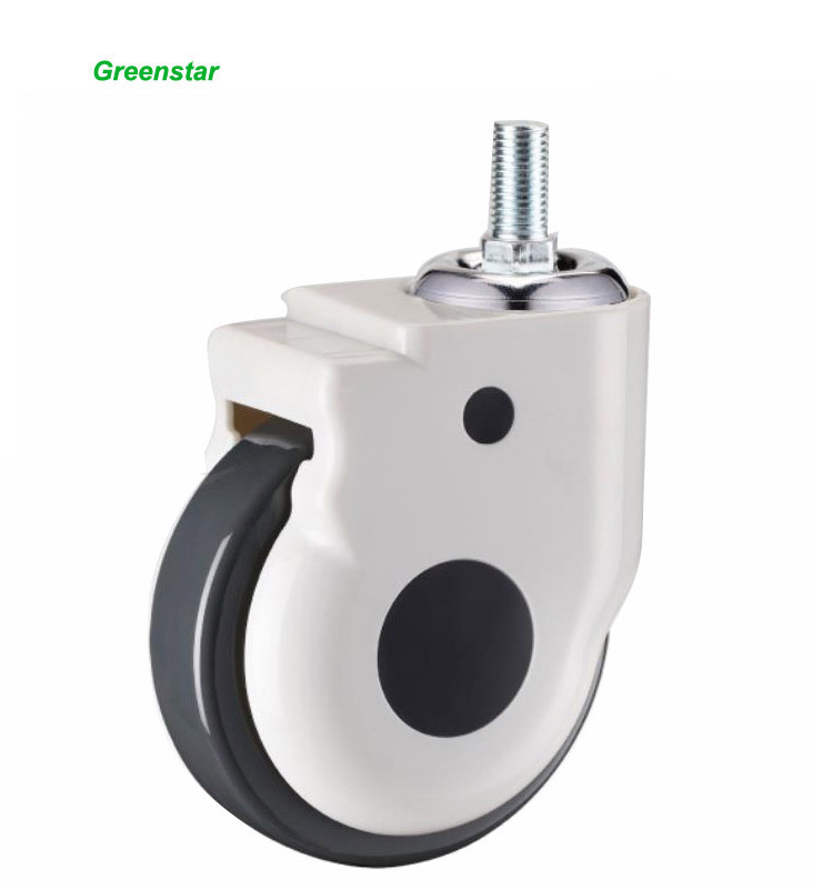 Central  Lock China Factory 5 Inch White Rod Medical M8 Bolt Polyurethane Caster Wheel For Hospital