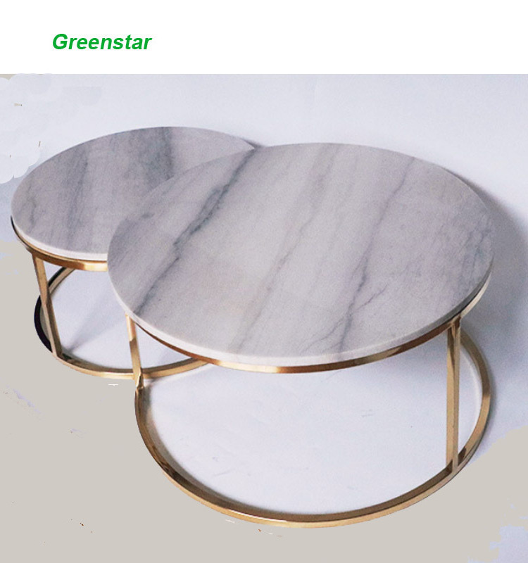 KD DIY and Customized High quality Gold Finishing hotel and Living Room Marble Table Stainless Steel Coffee Side End Table