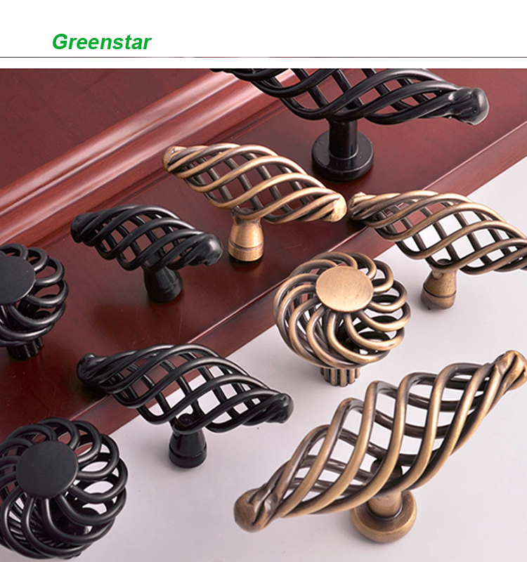 2020 Greenstar Bird Nest Black Brown Cabinet Hardware Handle Pull  For Drawer Handle Dresser Kitchen Cupboard Furniture