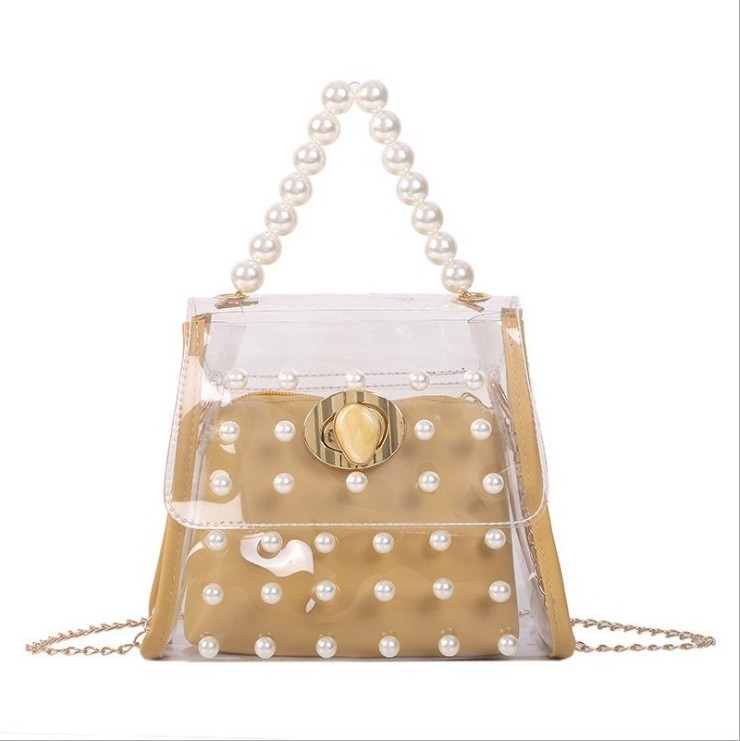 Wholesale New Korean version transparent mother bag of Pearl jelly women handbags