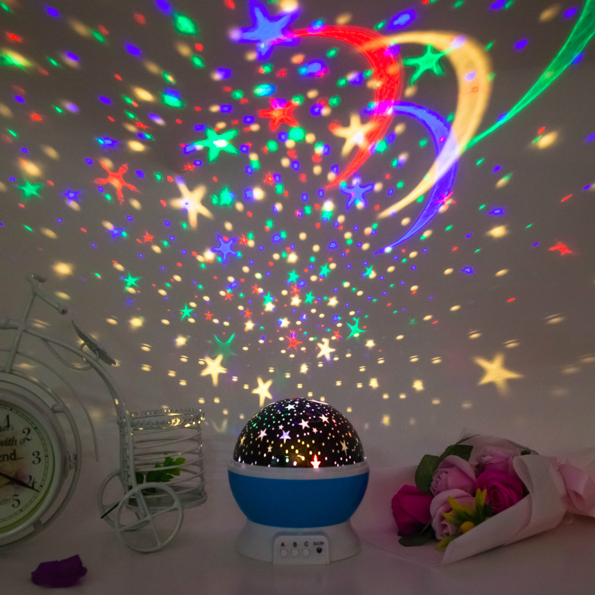 Creative fantasy romantic rotating led star lamp projection lamp small night light Christmas Eve birthday gift