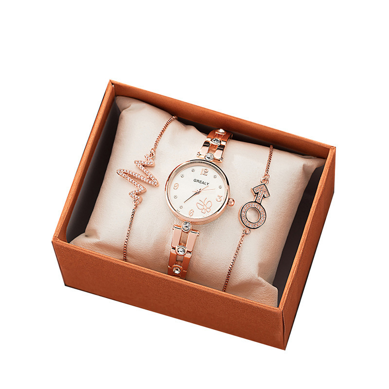 Wholesale Simple Bracelet Gift Box trend Girls Fashion alloy watch set