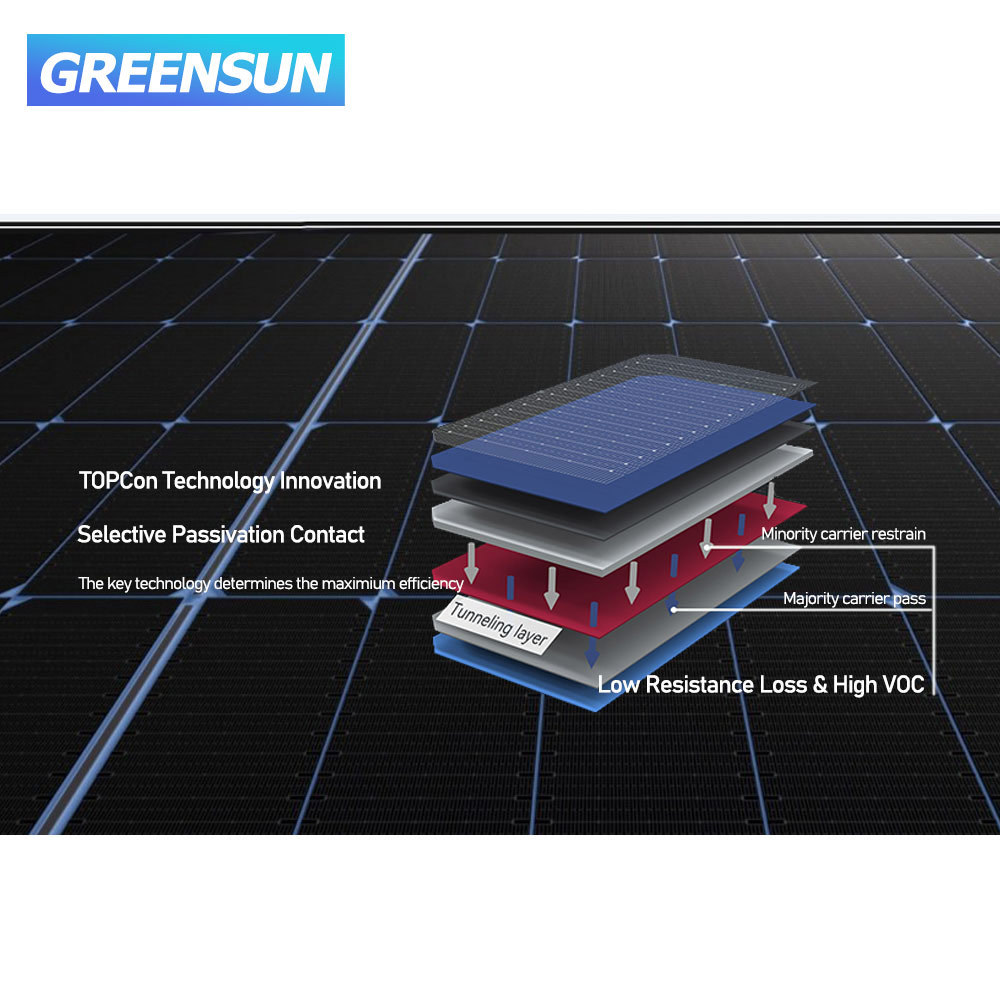 Greensun full black N-type Topcon 570W 580W 590W solar panel with full certificates 590w mono silicon pv module