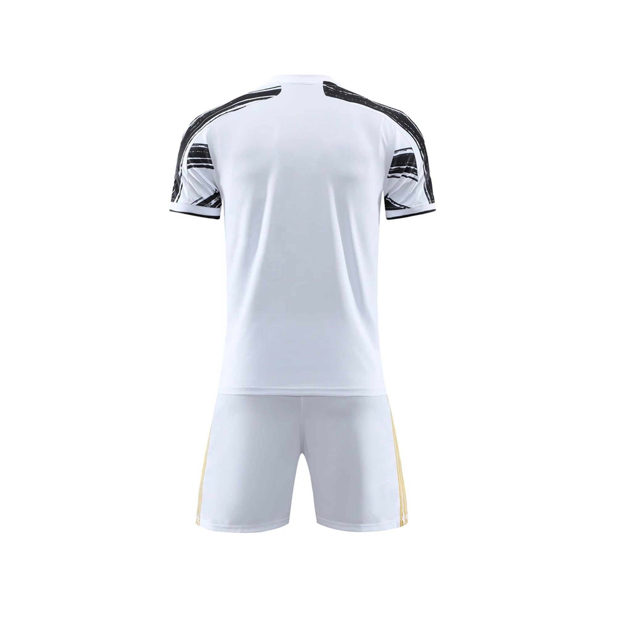 Customized Black and White Printed Soccer Wear Uniform Stripped Football Uniforms Worldcup Jerseys