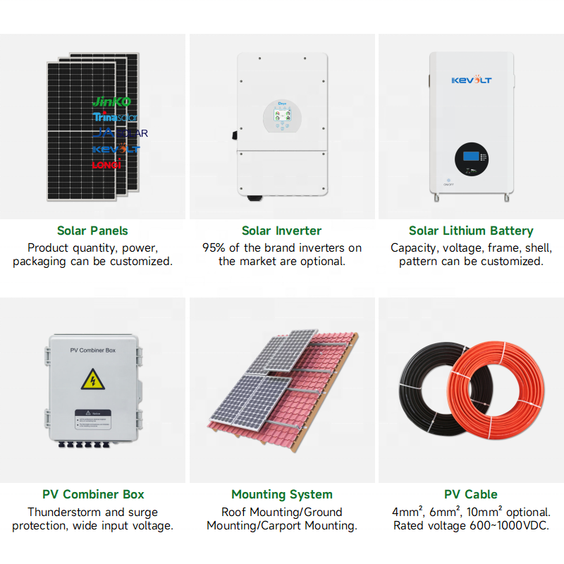 10kW 20kW 30kW Solar Panels With Battery And Inverter Complete Kit Hybrid Solar Energy System For Home