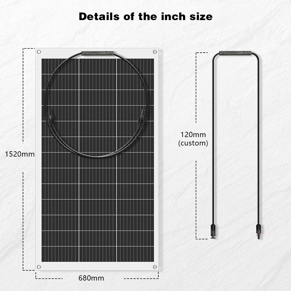 200 watt flexible solar panel customized light weight for RV balcony roof semiflexible solar panels