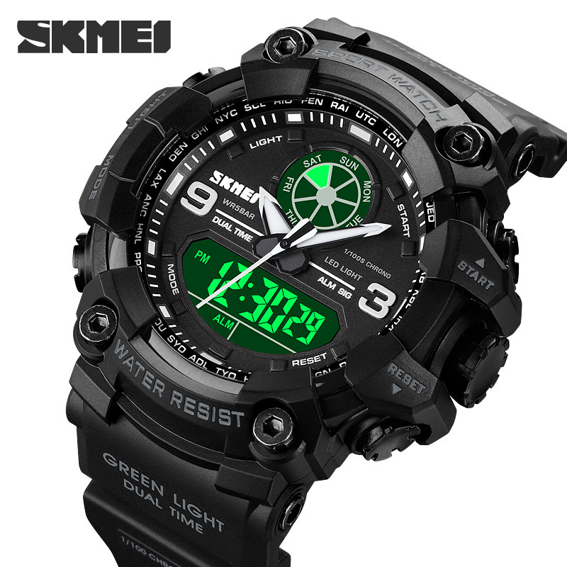 SKMEI Fashion Men's 1818 Watch Dual Time Electronic Watches Chronograph Led Light Digital Wristwatches Original Brand Clock