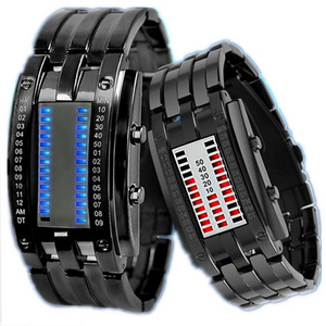 TADA Brand Luxury Binary Electronic Watches Silver/Black Stainless Steel Waterproof Women Men Digital Led Sports Watch