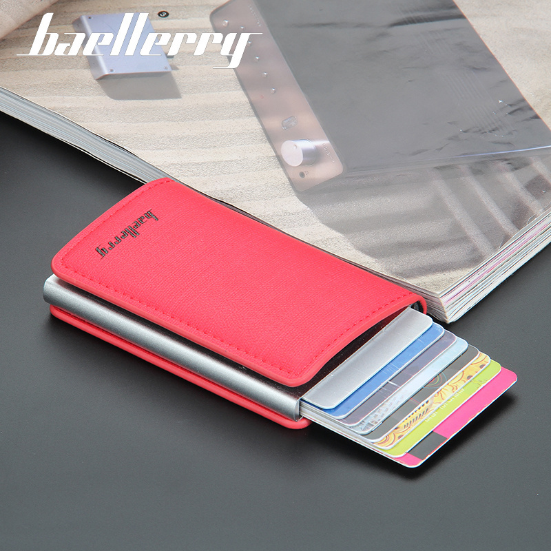 BAELLERY Wallet Carbon Card Holder Mens Fashion Engraving Wallets Magic Trifold Leather Slim Mini Card Wallet