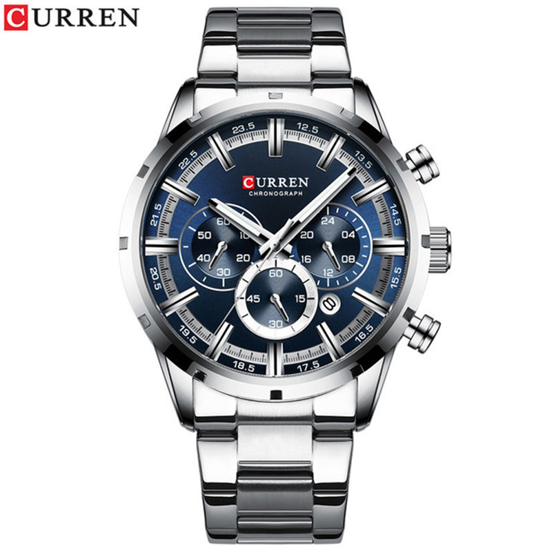 CURREN 8355 New Fashion Mens Watches with Stainless Steel Top Brand Luxury Sports Chronograph Quartz Watch Men Relogio Masculino