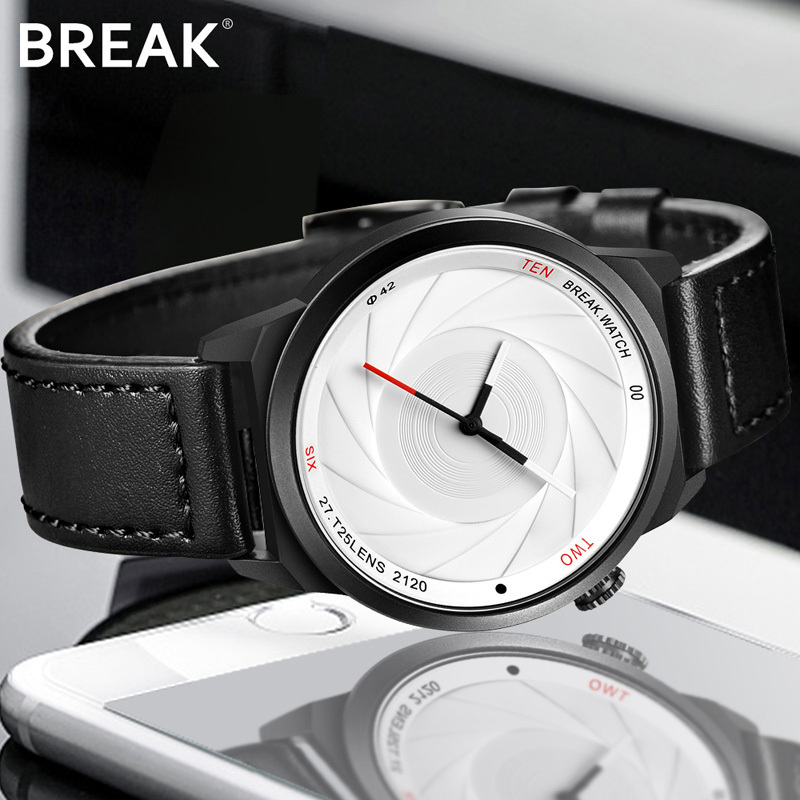 BREAK Photographer Series Unique Camera Style stainless Strap Men Women Casual Fashion Sport Quartz Modern Gift Wrist Watches