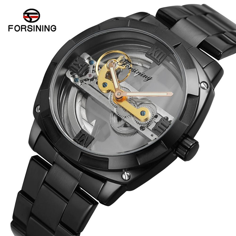 Forsining watch 207 Top luxury watches men Stainless Steel Case Skeleton Transparent Turbine Auto Mechanical Clock Masculine