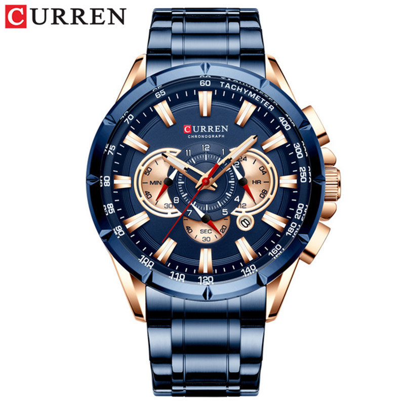 CURREN Top  Brand Men Watch Quartz Wristwatch Sports Chronograph Clock Male Stainless Steel Band Fashion Business Watch