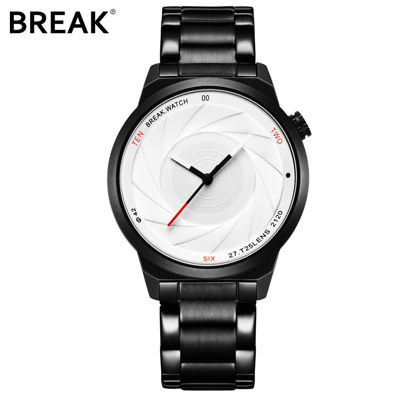 BREAK Photographer Series Unique Camera Style stainless Strap Men Women Casual Fashion Sport Quartz Modern Gift Wrist Watches