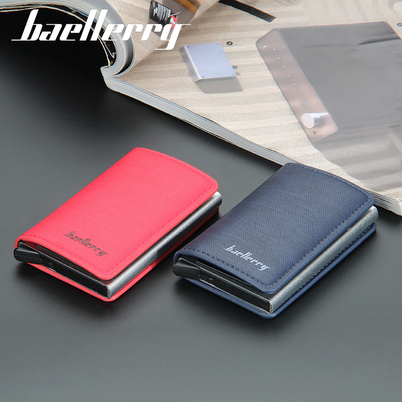 BAELLERY Wallet Carbon Card Holder Mens Fashion Engraving Wallets Magic Trifold Leather Slim Mini Card Wallet