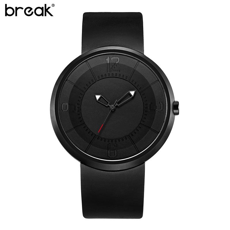 Break Creative Watch Men B101 Brand Luxury Rubber Strap Waterproof Matte Light Sports Wristwatch Clock Men Reloj Hombre