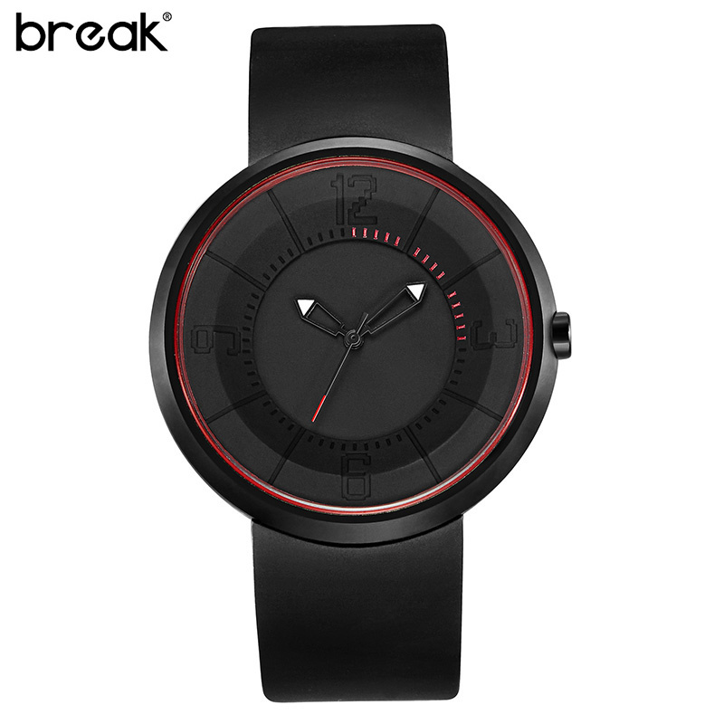 Break Creative Watch Men B101 Brand Luxury Rubber Strap Waterproof Matte Light Sports Wristwatch Clock Men Reloj Hombre