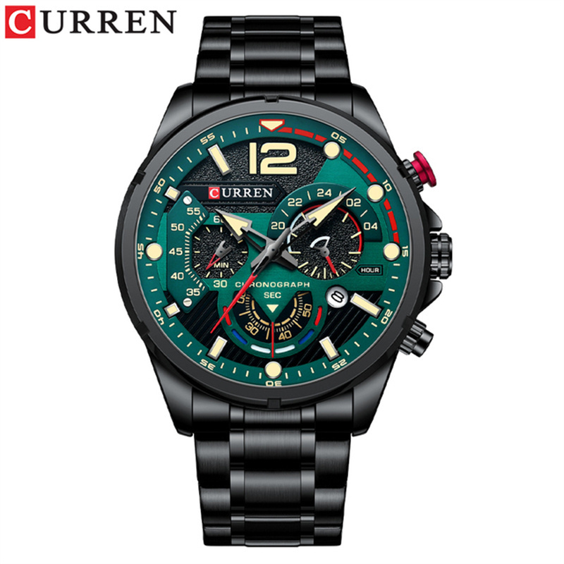 CURREN 8395 Sport Wristwatches for Man Luminous Quartz Watches Casual Chronograph Stainless Steel Male Clock