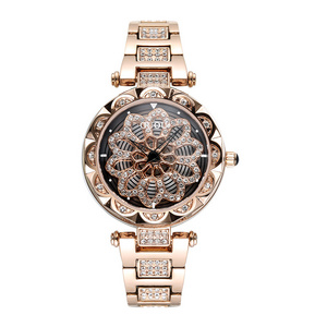 GUOU New Top Brand Watch Ladies Rose Gold 360 Degree Rotation Women Watch Woman Diamond Quartz Watches Clock Relogio Feminino