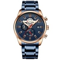 CURREN Business Men's Watch New Fashion Blue Quartz Wristwatch Sports Stainless Steel Chronograph Clock Causal Watches