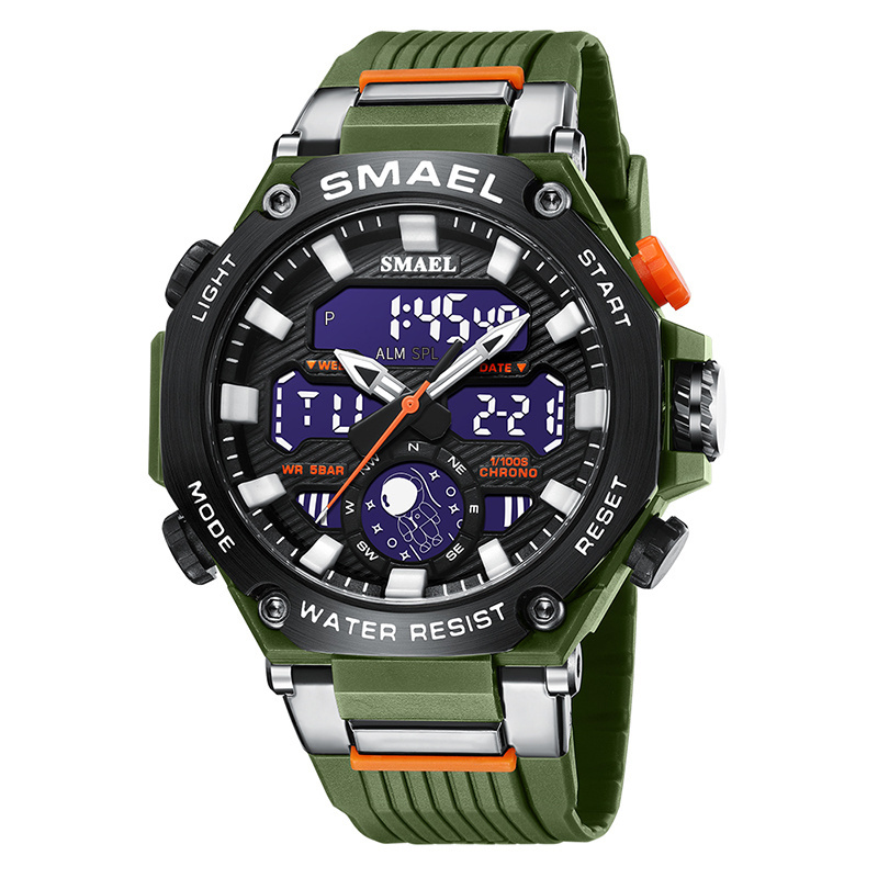 SMAEL 8069 Sport Watch Men Watches Waterproof 5Bar Dual Time Men's Watches Shock Resistant Alarm Clock montre homme