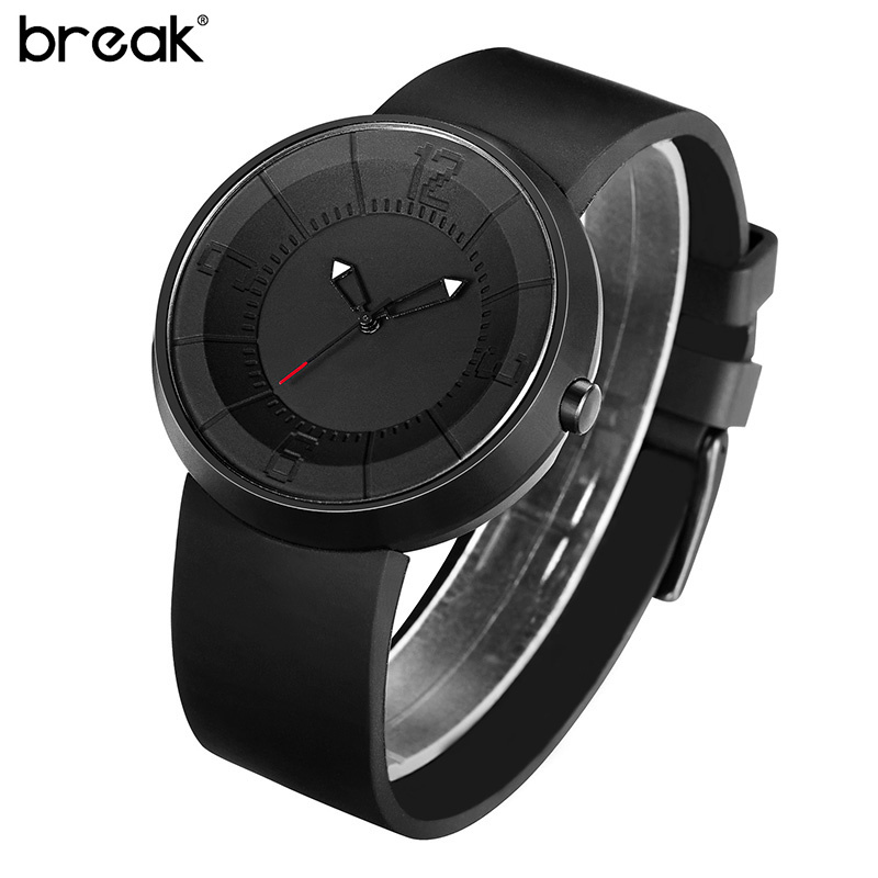 Break Creative Watch Men B101 Brand Luxury Rubber Strap Waterproof Matte Light Sports Wristwatch Clock Men Reloj Hombre