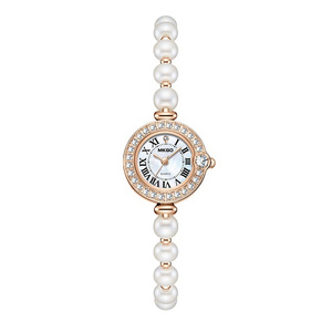 MKGO New Freshwater Pearl Watch Women's Fritillaria Dial Small Fashion Roman Pattern Diamond Inlaid Women's Watch