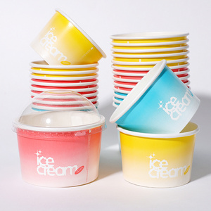 Personalized Logo Paper Ice Cream Cup with Lids 4/5oz Dessert Yogurt Cups with Spoon Custom Packaging for Food /Craft Use