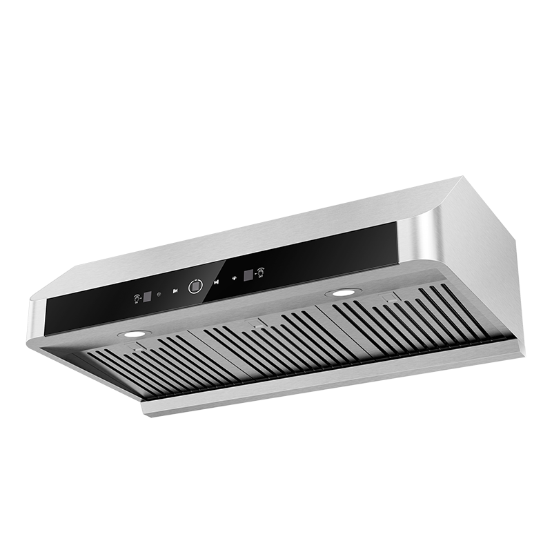 OEM 11-14 cbm/min air flow 150w motor kitchen hood 2*2W led lamp 3 speed touch switch range hood low noise  kitchen hood