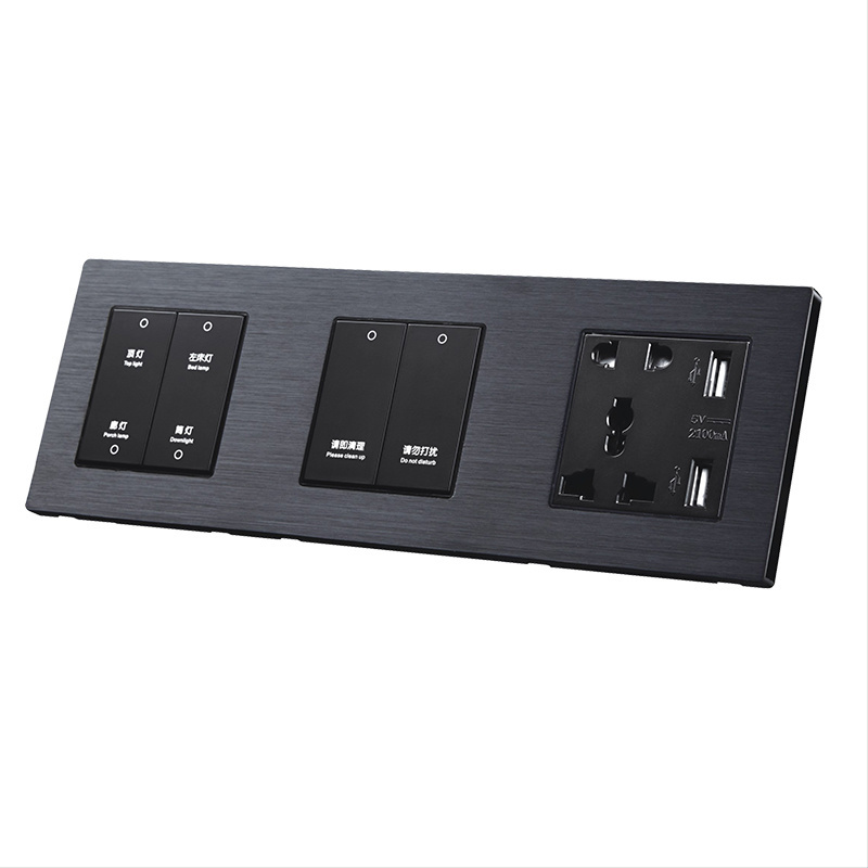 Greentech black color electric wall switch sockets and switches