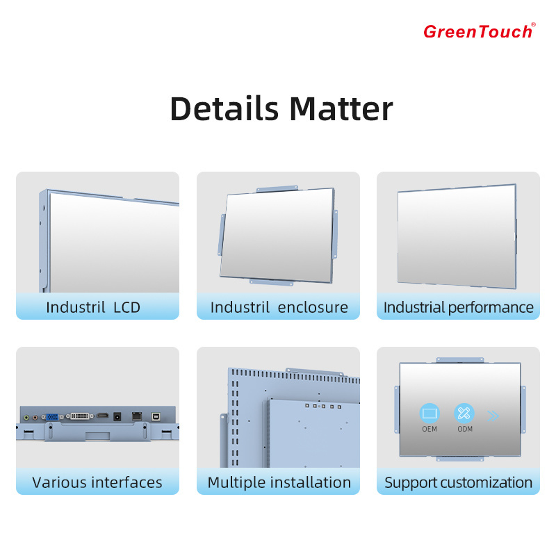 Green Touch 17 inch 5 wire resistive touch screen monitor ip 65 waterproof Open Frame display  industrial LCD for kiosk service