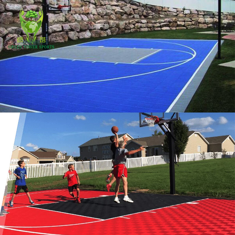 Pp Suspended Plastic Interlocking Basketball Court /tennis Court/Futsal Court Assembled Floor For outdoor Sport tiles