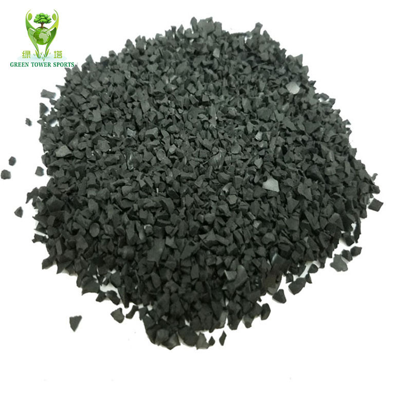 Black recycled SBR rubber granules for infill artificial grass