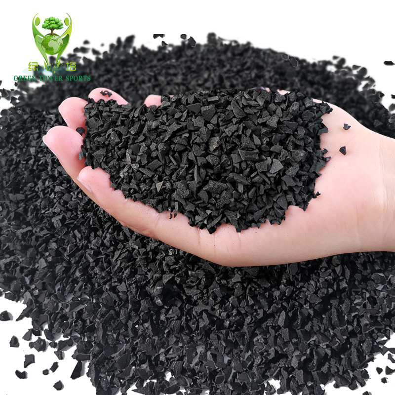 Black recycled SBR rubber granules for infill artificial grass