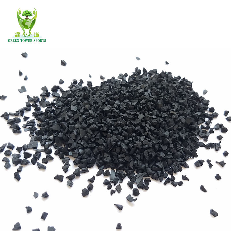 Black recycled SBR rubber granules for infill artificial grass