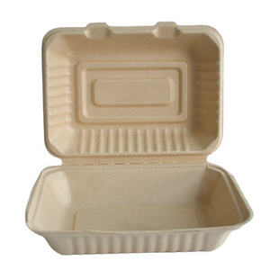 Wholesale Disposable Biodegradable Taper Sugarcane Bagasse Burger Box To Go Fast Food Packaging Container