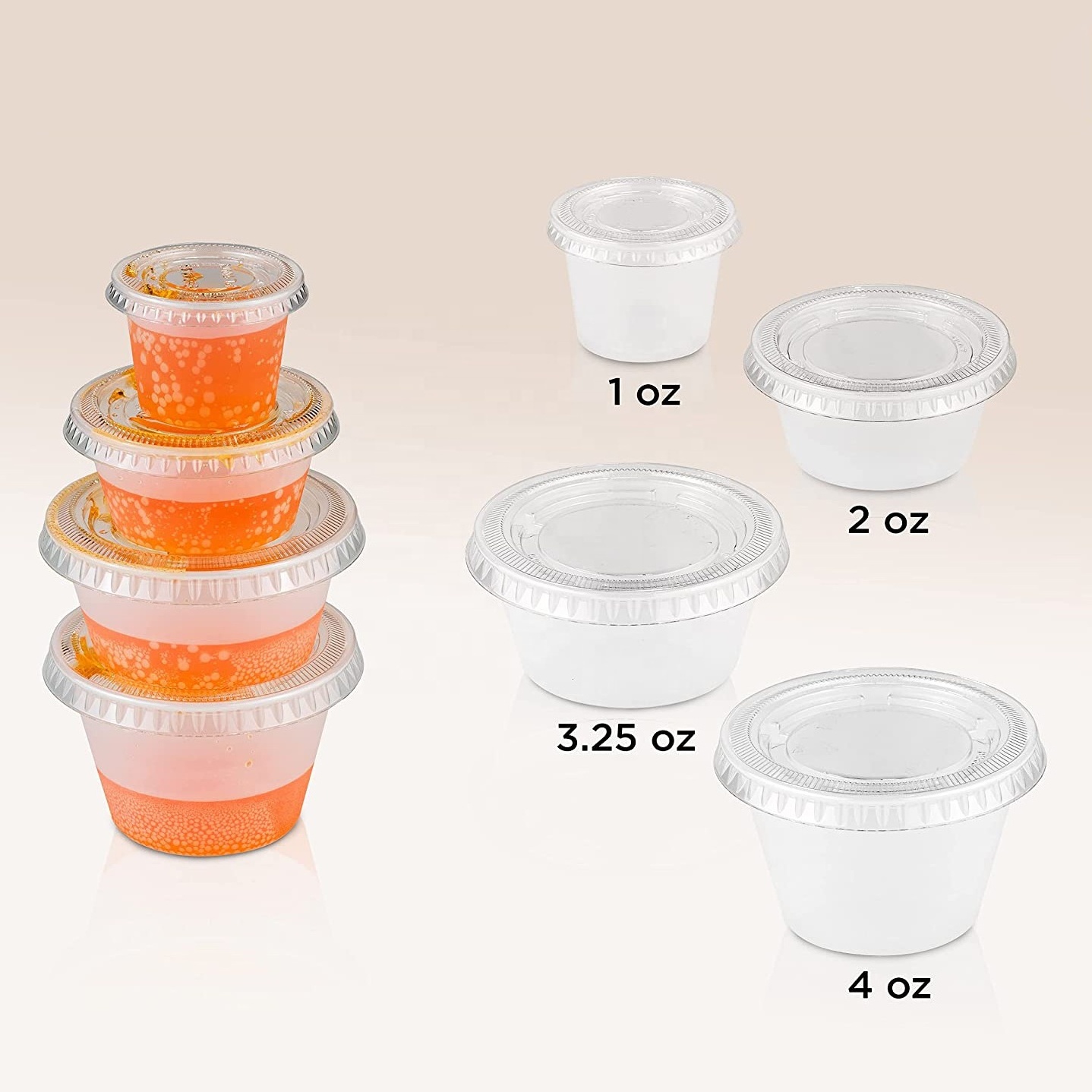 0.75oz 1oz 2oz 4oz 5.5oz sauce cup small PET to go take away plastic restaurant sauce container with lid