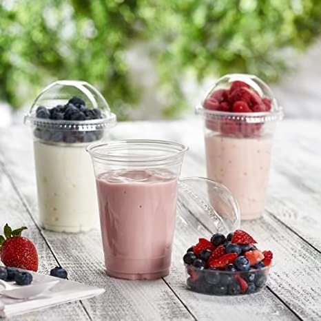 Yogurt Disposable Dessert Insert Cups Clear Plastic Parfait Cups with Lids and insert To-Go Breakfast Snacks Cups