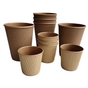 8oz 12oz 16oz Triple Wall Customized Design Ripple Paper Cups/Corrugated Wall Paper Coffee Cups