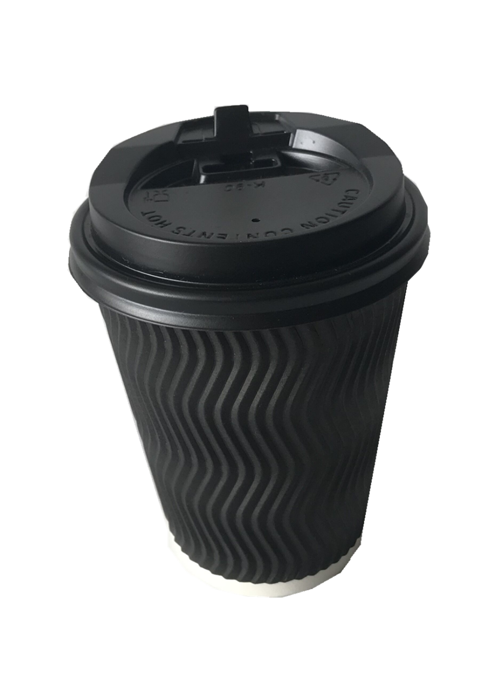 PLA lining paper cups ripple wall black color coffee paper cup coffee cups with lids 12 oz