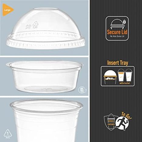 Yogurt Disposable Dessert Insert Cups Clear Plastic Parfait Cups with Lids and insert To-Go Breakfast Snacks Cups