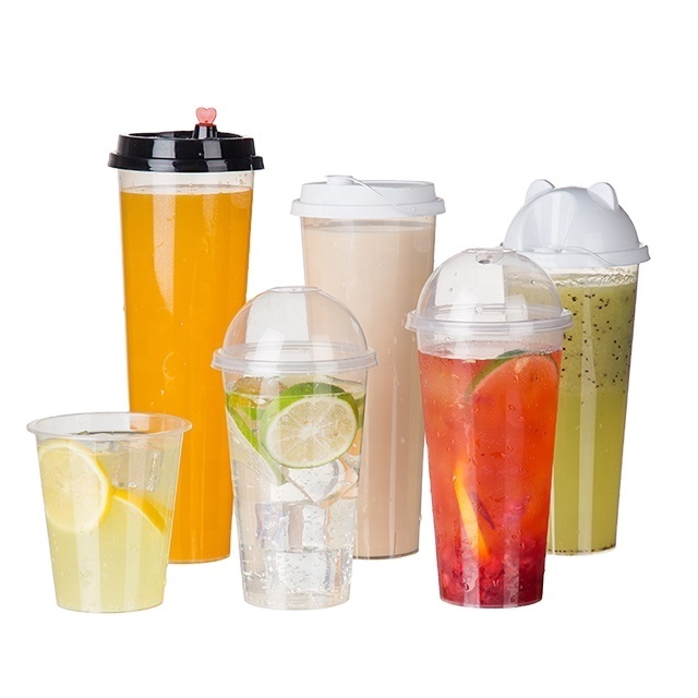 Factory Price 700ml Injection Milk Tea Cup PP Hard Plastic Boba Bubble Tea Cups