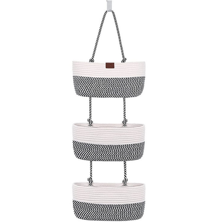 Dropshipping Wall hanging sorting and miscellaneous storage basket three-layer wall hanging woven storage rack