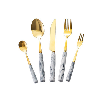 2024 Luxury stainless steel marble ceramic cutlery for household use