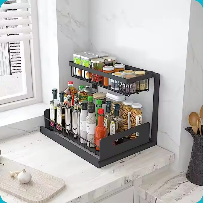 Wholesale 2 Pack Pull Out Cabinet Organizer Slide Out Sink Shelf Cabinet for kitchen under sink organizer and storage