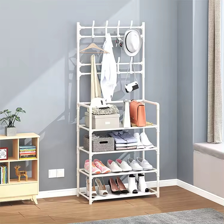 High Quality Home 3-4 Tier Coat And Shoe Rack Storage Metal Shoe Rack Portable Display For Living Room With Handles